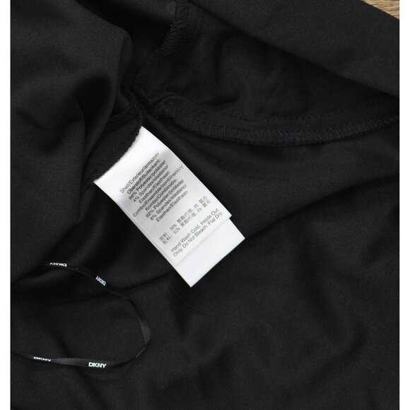 NWT DKNY Womens Short Sleeve Leather Detail Flare Sheath Dress DD3J1489 Black 10 - Picture 10 of 11